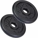 ScSPORTS® Hantelscheiben - Set, 2/4/5/10/15/20 kg, Ø 30/31 mm, Gusseisen - Gewichtsscheiben, Hantelscheiben-Set, Hantelgewichte, Fitness Scheiben, Gussscheiben, Gewichte (5 kg (2 x 2,5))