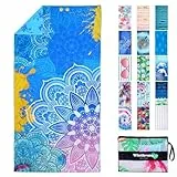 Winthome Strandtuch Wasserloser Öko-Duplexdruck, Strandhandtuch Mikrofaser Groß Schnelltrocknend, Leichtes, Sandfrei, Badetuch für Strand Schwimmen Sauna Camping, mit Tasche, Oeko (180x90cm, 1 Pack)