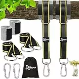 ALECPEA Schaukel Befestigung - 900 kg Tragkraft, 2er Pack, 150 cm x 5 cm - Inklusive Karabiner, D-Ringe, Aufbewahrungstasche und Baumschutzpolster - Perfekt für Schaukeln und Hängematten