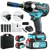 Akku Schlagschrauber, 3-IN-1 Professional 21V Bürstenloser 1/2' Schlagschrauber 1000Nm mit 2x4000 mAh Akkus,LED Licht,Schnellladegerät,4 Schlagnüsse,4 Bohrer,Aufbewahrungsbox,für Auto/Reifenwechsel