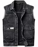 Harbrosrce Classics Herren Weste Denim Vest Ärmellose Jeansweste Cowboy Jacke Motorradweste Bikerweste für Männer Casual Freizeitweste
