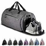 Fitgriff® Sporttasche & Reisetasche für Damen und Herren - mit Schuhfach & Nassfach - Tasche für Sport, Fitness & Reisen - Trainingstasche, Gym Bag (Grau, 58 x 31 x 31 cm (Medium))