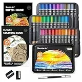 Shuttle Art Buntstifte Set, 80 professionelle Buntstifte für Erwachsene und Kinder, Farbstifte Set mit Malbuch, Skizzenbuch, Spitzer, Bleistiftverlängerer und Eisenbox, Buntstifte Kinder, Holzstifte
