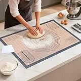 Lazymi Verdickt Backunterlage Silikon Groß 71 x 51cm, Antihaft Backmatte rutschfest Teigmatte Ausrollmatte Arbeitsmatte mit Messung Silikonmatte Backen für Fondant Pizza Brot Matte, BPA Frei (Grau)
