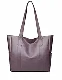 YXQSED Henkeltaschen Damen PU Leder Shopper Damen Henkeltaschen Tasche Student Schultasche Arbeit Handtaschen für Damen Schultertaschen Damentaschen Weich Umhängetasche-Violett
