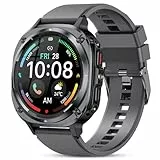 TIMU Smartwatch Herren, 1.45' AMOLED Smart Watch Herren mit Anrufe tätigen/Empfangen, 115+Sportmodi Fitnessuhr mit Herzfrequenz/Schrittzähler/Schlafmonitor, IP68 Wasserdicht Sportuhr