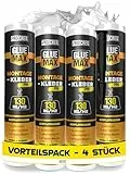 PROCREA® 4x Montagekleber 'Pro' [Extra stark bis 130 kg/qm] Bau- und Kraftkleber für saugende Materialien - für innen & außen - Styropor, Akustikpaneele, Sockelleisten, Holz, Stein, Fliesen uvm.