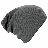 Beechfield Slouch Beanie Strickmütze, grau, One Size