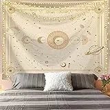 Arawat Wandteppich Mondphasen Weiß - Mond Wandtuch, Tapisserie Gothic, Indisches Tapestry, Mandala Psychedelic Deko Tipp Wanddeko (150 x 200cm)