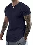 Meilicloth Kurzarm Tshirt Herren Henley Tops Sommer lässig V-Ausschnitt Baumwolle Tee Shirts Hemden
