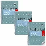 Pukka Pad A5 Dotted Metallic Jotta Book - Ideal für Graphing und Journaling 21 x 14,8 cm, Spiralbindung mit 80GSM Papier, 4-Loch gestanzte Ränder und perforierte Kanten, 200 Seiten, 3er-Pack, Gray
