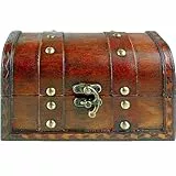 Brynnberg Kleine Schatztruhe 17x10x10cm Holztruhe Schatzkiste Vintage Look Antikes Design Piraten Schatzsuche Holz Rot Braun Schwarz - Schatztruhe Kindergeburtstag - Holzkiste Klein - Holzkästchen