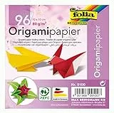 folia 9100 - Faltblätter Origami 10 x 10 cm, 80 g/qm, 96 Blatt, sortiert in 12 verschiedenen Farben - ideal zum Papierfalten und für andere kreative Bastelarbeiten