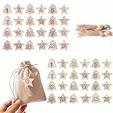 DAHI 2sets adventskalender zahlen holz nummer 1-24 weihnachtsbasteln(brown)