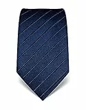 Vincenzo Boretti Herren Krawatte reine Seide Ton in Ton gestreift edel Männer-Design zum Hemd mit Anzug für Business Hochzeit 8 cm schmal/breit dunkelblau