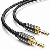 deleyCON 10m Klinkenkabel 3,5mm AUX Kabel Stereo Audio Kabel Klinkenstecker gerade für PC Laptop Handy Smartphone Tablet KFZ HiFi-Receiver - Schwarz