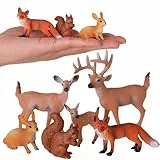 JOKFEICE 6 Stück Waldtiere Figuren aus Kunststoff für wissenschaftliche Projekte, Lernspielzeug, Geburtstagsgeschenk, Kuchendekoration, Kinder