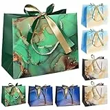 Zuxbolf 8 Stück Geschenktüten mit Henkel 25 * 20 * 12.7cm Geschenktaschen Geschenktüten Geburtstag Papiertüten groß Geschenkverpackung Gift Bags für Hochzeit Feier Party Weihnachten Neujahrsgeschenk