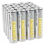 HEITECH AA Akku Mignon 2000 mAh 1.2V NiMH TÜV geprüft 16 Stück - Wiederaufladbare Batterien mit geringer Selbstentladung - Akkus für Geräte mit hohem Stromverbrauch