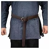 HiiFeuer Mittelalter PU Leder Ring Gürtel, Retro Renaissance Nieten Gürtel für LARP, Ren Faire & Halloween (Braun A)