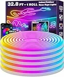 LETIANPAI 10m Neon Led Strip,Flexible LED Streifen,Control with App/Remote,Multiple Modes,IP65 Outdoor RGB Neon Lights Waterproof,Music Sync Gaming Led Strip Lights for Bedroom Indoor.