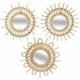 Atmosphera - Set aus 3 Spiegeln Sonne - Rattan D 28 cm - Beige