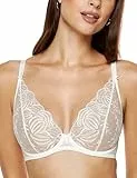 Gorteks Lingerie Cherie-B2 weicher bestickter BH, bequemer Damen-Bügel-BH, Damenunterwäsche, transparenter BH, Hochzeits-BH, ungepolsterter BH – 85C, Creme