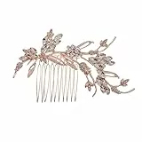 Lurrose Roségold Haarkamm Eleganter Frisierkamm Für Hochzeit Und Festliche Anlässe Braut Haarschmuck Kompakter Styling Kamm 4.3X2.6 Zoll