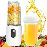 FENYW Tragbarer Mixer, 500ml Mixer Smoothie Maker to Go, Portable Blender mit 16-Blatt, Mini Standmixer mit Reise-Deckel und Ersatzbecher, USB-Laden Kleiner Mixe für Küche,Fitnessstudio,Büro(Weiß)