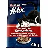 FELIX Countryside Sensations Katzenfutter trocken, mit Rind und Huhn, 1er Pack (1 x 4kg)