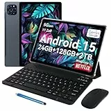 TABWEE T90 Android 15 Tablet mit Tastatur - Gemini AI, 24GB RAM+128GB ROM, Octa Core T615, Gaming Tablet 11 Zoll, 1920x1200 FHD+IPS, 8000mAh Akuu, 13MP+5MP KI Kamera, 5G WiFi, Widevine L1, GPS
