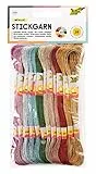 folia 23994 - Stickgarn Metallic, 100 % Polyester, 26 Docken à 8 m in 13 metallisch schimmernden Farben sortiert, zum Sticken, Knüpfen und Basteln