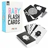 merka Kontrastreiche Baby-Karteikarten - Set mit 50 schwarz-weißen Karten zur visuellen Stimulation und Förderung der Gehirn- und Sinnesentwicklung - Lernhilfe für Säuglinge Kleinkinder ab 18 Monaten