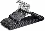HOUSE DAY Kleiderbügel Schwarz 40 Stück Gummibeschichtet Metall Kleiderbügel Drahtbügel bügel rutschfest Platzsparend bügel Dünn 0,4cm Dick