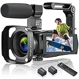 CAMKORY Videokamera 4K 48MP Camcorder WiFi, Vlogging Kamera für YouTube 16X Digitalzoom, 3.0-inch IPS Touch Screen, IR Night Vision, with Microphone, Battery Charger and 2 Batteries, Hand Stabiliser