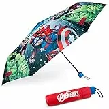 BONNYCO Regenschirm Kinder Avengers, Regenschirm Sturmfest mit Verstärkter Struktur. Klappschirm mit für Tasche, Rucksack oder Reise. Taschenschirm Kinder Jungen, Klein Geschenke für Jungen