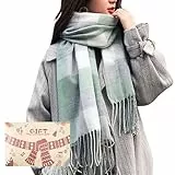Tuopuda Damen Schal Kariert Pashmina XXL Stolen übergroßer Herbstschal Winterschal Karo Tartan Schultertuch Plaid Deckenschal Modeschal Weicher Warmer Oversized Fransen Poncho, M, Einheitsgröße