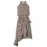 TSWRK Damen Sommerkleid Punktes Kleid Ärmellos Partykleid Wickelkleider mit Gürtel