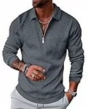 LAOARA Pullover Herren Half Zip Sweatshirt Langarm Poloshirts Winter Ohne Kapuze Stehkragen Reißverschluss Grau XL