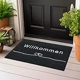 Majo Lifestyle und Home® Fußmatte rutschfest waschbar Flur-Matte dünne Haustür-Matte, Schmutzfangmatte für innen und außen, Fussabtreter Eingangsbereich (ANTHRAZIT WILLKOMMEN, 40x60 cm)