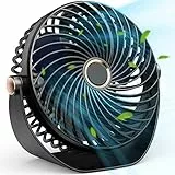 Tischventilator Klein,26dB Leiser Wiederaufladbarer USB Ventilator,5 Geschwindigkeiten,3000mAh Akku,360° Verstellbar,Turbinenlüfter mit Starkem Luftstrom für Zuhause Büro Reisen Camping (schwarz)