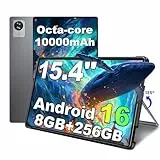 jumper 15,4 Zoll Android 16 Tablet, mit Helio G99 Octa Core Prozessor(bis zu 2,2 GHz), Gaming Tablets mit Ständer & Hülle, 8GB RAM 256GB ROM, Widevine L1, 10000mAh, BT5.2, GMS, für Studenten Office