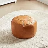 Louis Donné Handgefertigt Marokkanischer Pouf Fußhocker, Runden Ottoman Sitzsack Fußhocker, Ungefütterter Futon mit Lederkissen Fur Lagerung AUD Haus Dekoration