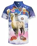 Goodstoworld Camicia Hawaiana Uomo Camicie Estiva Fiori Tropicale 3D Alpaca Stampa Manica Corta Mens Hawaii Casual Shirt L