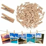 200 Stück Holzklammern Klein,25mm Mini Wäscheklammern Holz,Nachhaltiges Holzwäscheklammern für Fotos Aufhängen Postkarten DIY Basteln Deko