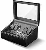 Olvy Uhrenbeweger für 4 Uhren, Watchwinder Box, Extrem Leiser Mabuchi Motor, Flexiblem Uhrenkissen, Watch Winder