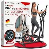 Sportstech CX608 Crosstrainer für Zuhause, leiser Ellipsentrainer mit 8 Widerstandsstufen, 10 kg Schwungrad, LCD Display, Pulssensor bis 120 kg, Fitnessgeräte für Zuhause