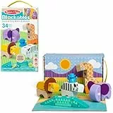 Melissa & Doug - Blockables Safari Bauset - 34 teiliges Set mit Holzbausteinen, Steckverbindungen und Filzaccessoires für kreatives Bauen und Spielen, für Kinder ab 2 Jahren