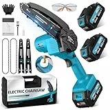 Mini Kettensäge Mit Akku 8000mAh 6 Zoll Mini Kettensäge Elektro mit Automatischer Öler, 2 * 4000mAh Akku Handkettensäg Elektrisch für Gartenscheren Astschere Holzschneidenz