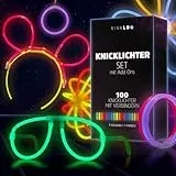 Vivaloo Knicklichter Party Set 100 Stück + Zubehör - Leuchtstäbe mit Verbinder für Leuchtarmbänder, Bälle usw. - Party Deko & Festival Zubehör - Party Lichter Neon